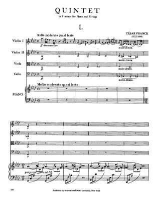 Quintet in F minor - Franck - 2 Violins/Viola/Cello/Piano - Score and Parts