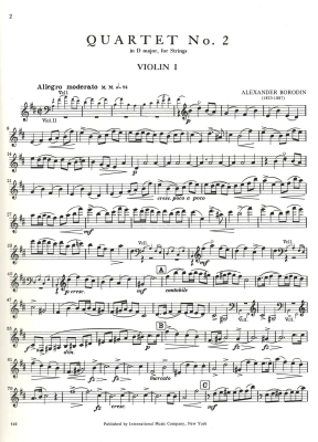 Quartet No. 2 in D major - Borodin - String Quartet - Parts Set