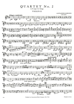 Quartet No. 2 in D major - Borodin - String Quartet - Parts Set