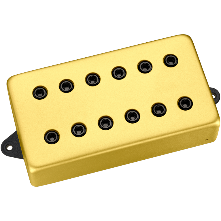 Dominion F-Spaced Humbucker Neck Pickup - Satin Gold Cover with Black Poles