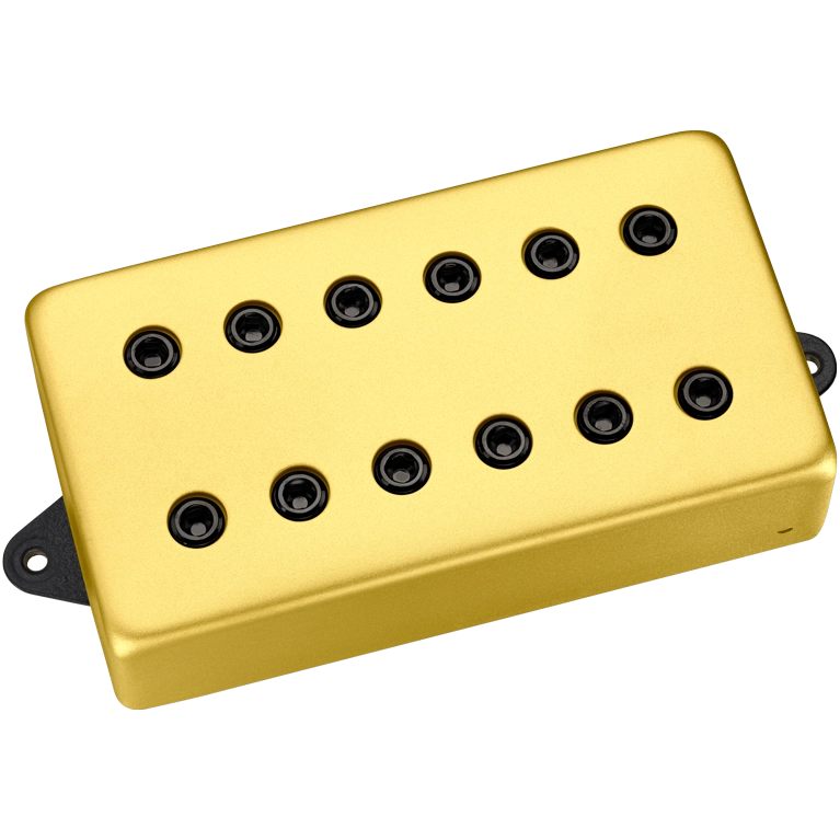 Dominion F-Spaced Humbucker Neck Pickup - Satin Gold Cover with Black Poles