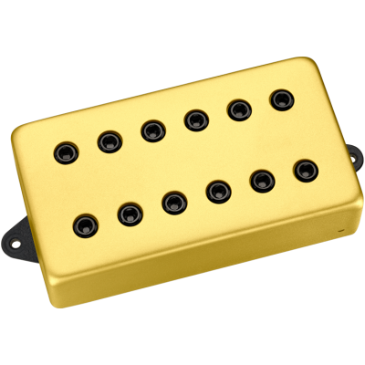 Dominion F-Spaced Humbucker Neck Pickup - Satin Gold Cover with Black Poles