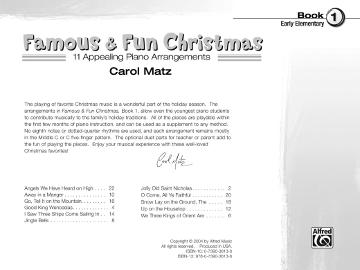 Famous & Fun Christmas, Book 1 - Matz - Piano - Book