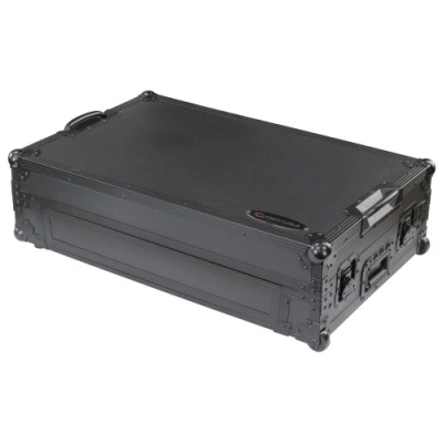 Black Label DDJ-REV5 1U Flight Case with Glide Style Laptop Platform and Corner Wheels