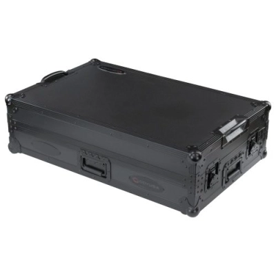 Black Label DDJ-REV5 1U Flight Case with Glide Style Laptop Platform and Corner Wheels