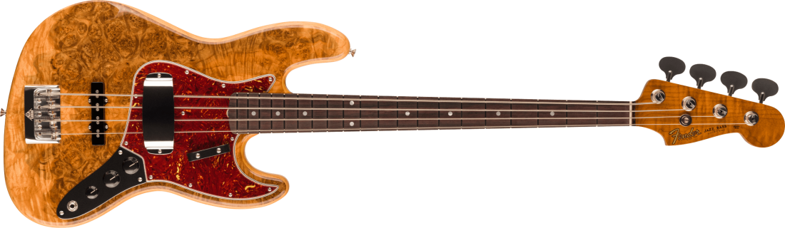 Artisan Maple Burl Jazz Bass, 3A Rosewood Fingerboard - Aged Natural
