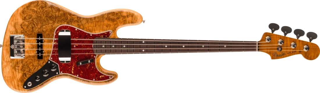 Artisan Maple Burl Jazz Bass, 3A Rosewood Fingerboard - Aged Natural