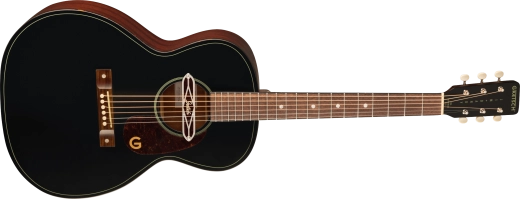 Deltoluxe Concert Acoustic Guitar, Walnut Fingerboard, Tortoiseshell Pickguard - Black Top