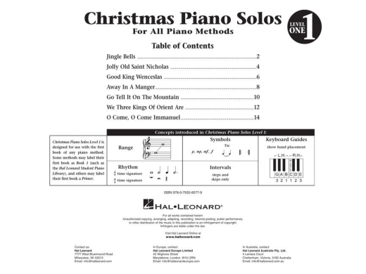 Christmas Piano Solos, Level 1: Hal Leonard Student Piano Library - Keveren/Rejino/Kern - Piano - Book