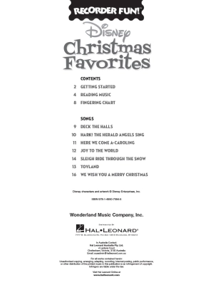 Disney Christmas Favorites: Recorder Fun! - Recorder - Book