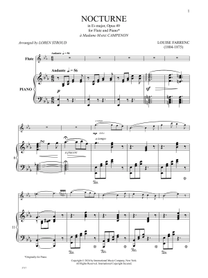 Nocturne in E flat major, Opus 49 - Farrenc/Stroud - Flute/Piano - Sheet Music