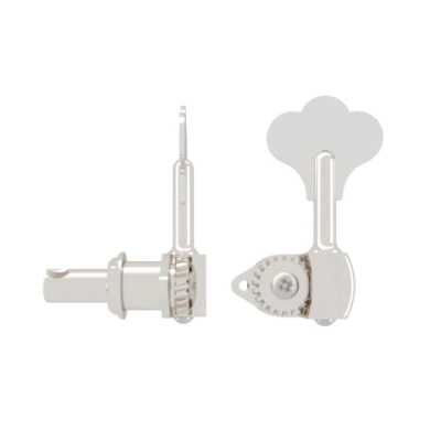 Hipshot - USA Ultralite Bass Tuning Machine 3/8 with Mini Clover Key - Shiny Nickel, Treble Side