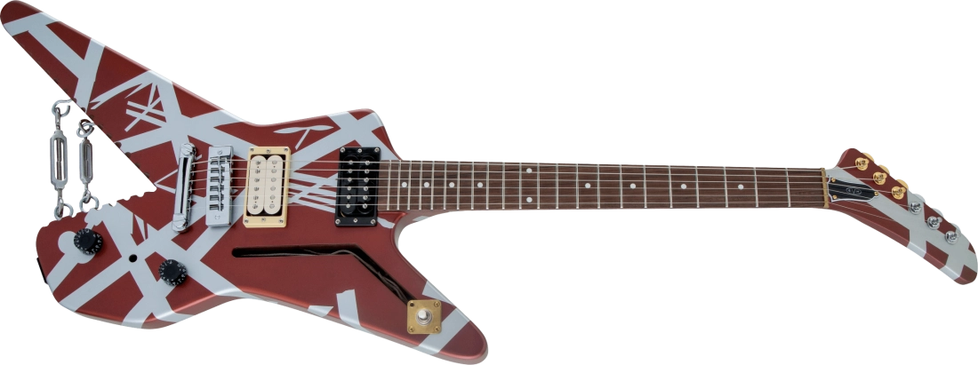 Striped Series Shark, Pau Ferro Fingerboard - Burgundy with Silver Stripes