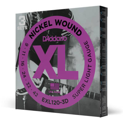 DAddario - EXL120-3D - 3 Pack - Nickel Wound SUPER LIGHT 09-42