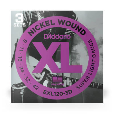 EXL120-3D - 3 Pack - Nickel Wound SUPER LIGHT 09-42