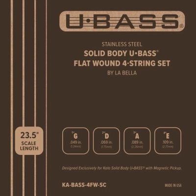Kala - Stainless Steel Solid Body U-BASS Flat Wound 4-String Set