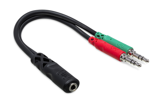 Hosa - Headset/Mic Breakout Cable, 3.5 mm TRRS-F to Dual 3.5 mm TRS