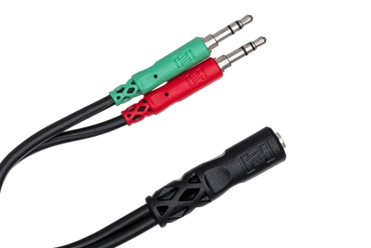 Headset/Mic Breakout Cable, 3.5 mm TRRS-F to Dual 3.5 mm TRS