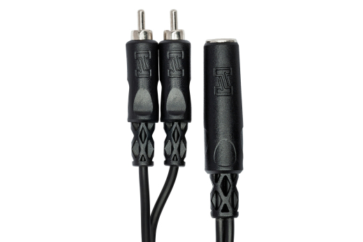 Y Cable, 1/4 in TS-F to Dual RCA - 6 inches