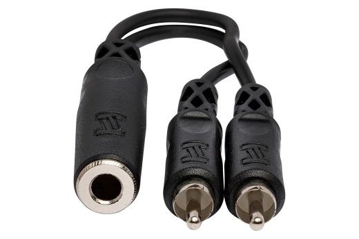 Y Cable, 1/4 in TS-F to Dual RCA - 6 inches