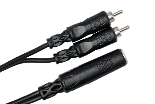 Y Cable, 1/4 in TS-F to Dual RCA - 6 inches