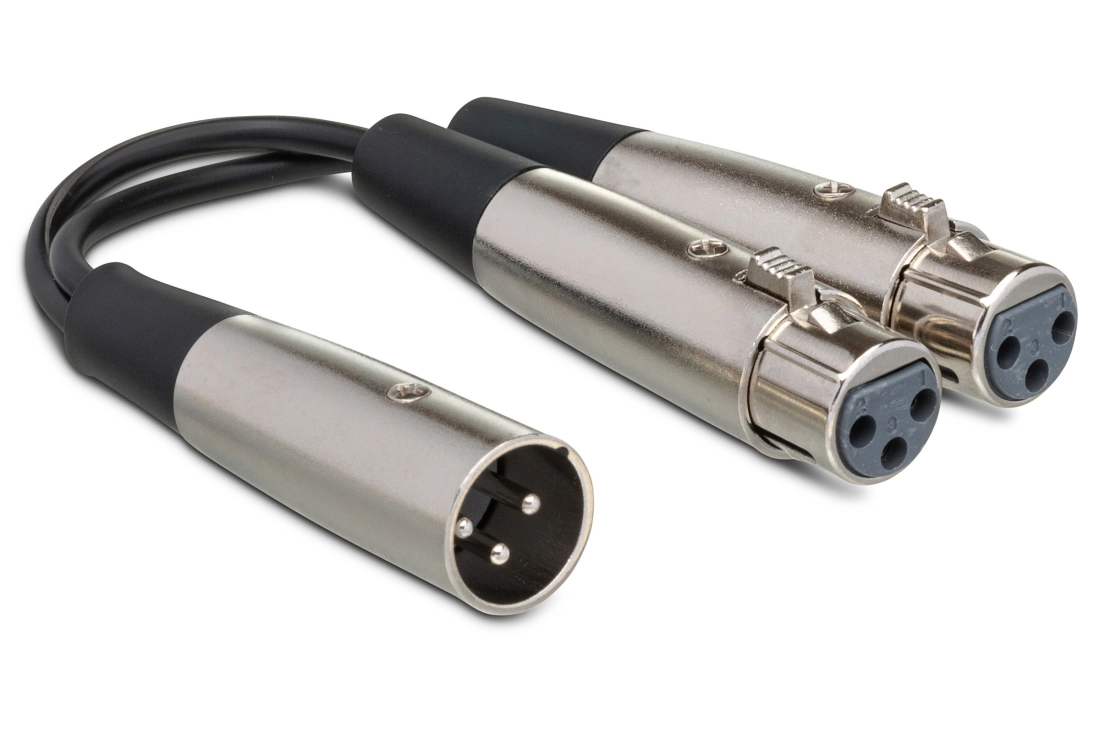 Y Cable, Dual XLR3F to XLR3M - 6 inches