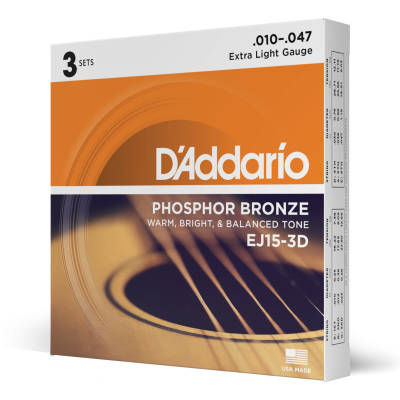 EJ15-3D - Phosphor Bronze Extra Light 10-47 - 3 Pack