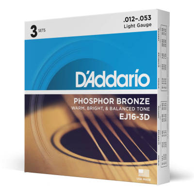 EJ16-3D - Phosphor Bronze LIGHT 12-53 - 3 Pack