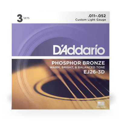 EJ26-3D - Phosphor Bronze CUSTOM LIGHT 11-52 - 3 Pack