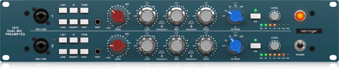 1273 2-Channel Microphone Preamplifier with 3-Band Equalizers