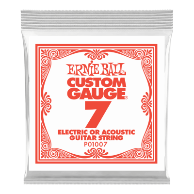 Ernie Ball - Single Plain Steel Electric or Acoustic Guitar String - .007