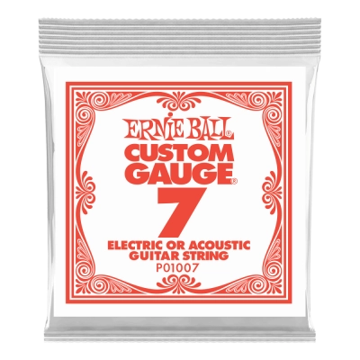 Ernie Ball - Single Plain Steel Electric or Acoustic Guitar String - .007