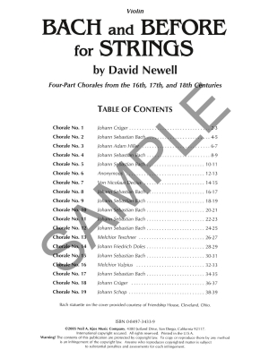 Bach and Before for Strings - Newell - Violin - Book