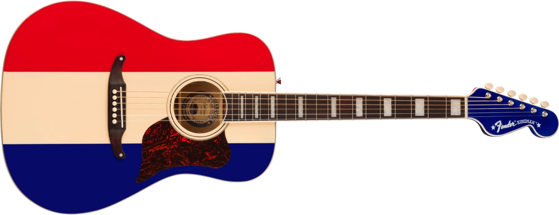 Limited Edition Buck Owens Kingman Acoustic/Electric Guitar with Case - Red, White and Blue