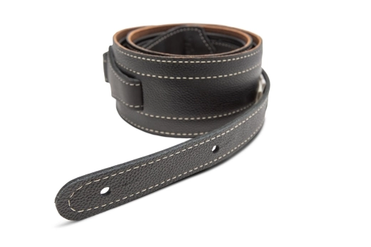 2.5\'\' American Dream Leather Strap with White Stitching - Brown/Black