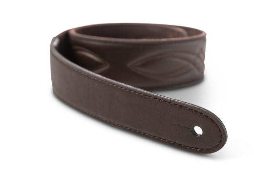 2\'\' Vegan Leather Strap with Stitching - Chocolate Brown