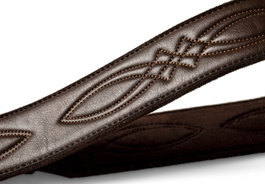 2\'\' Vegan Leather Strap with Stitching - Chocolate Brown