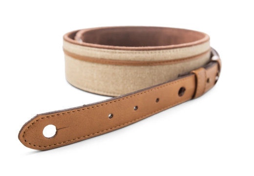 2.5\'\' Vegan Leather Strap with Natural Textile - Tan