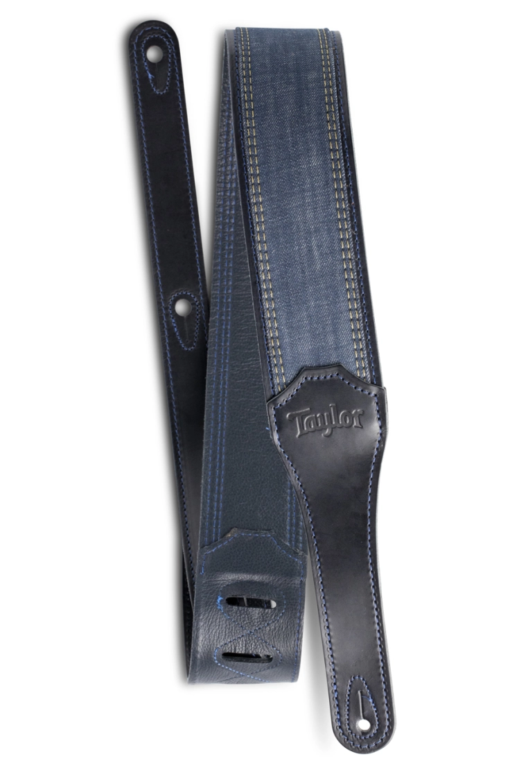 2.5\'\' Blue Denim Strap with Navy Leather Edges