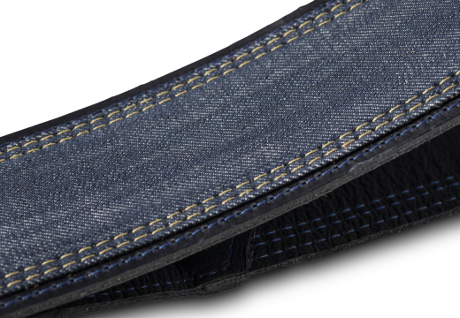 2.5\'\' Blue Denim Strap with Navy Leather Edges