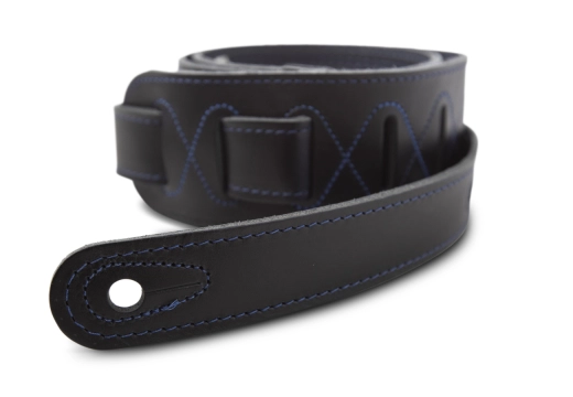 2.5\'\' Blue Denim Strap with Navy Leather Edges