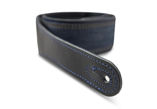 2.5\'\' Blue Denim Strap with Navy Leather Edges