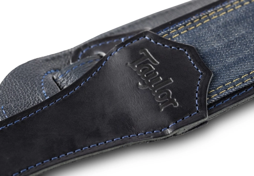 2.5\'\' Blue Denim Strap with Navy Leather Edges