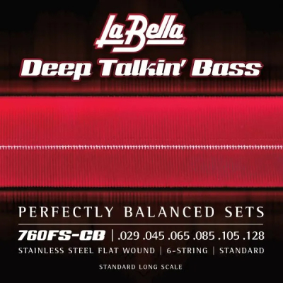 La Bella - Flat Wound 6-string Bass Set, Standard 29-128