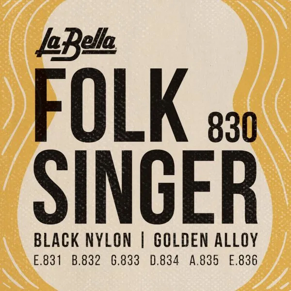 830 Folksinger Classical String Set - Black Nylon