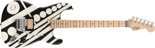 EVH - Striped Series Circles, Maple Fingerboard with Gigbag - White and Black