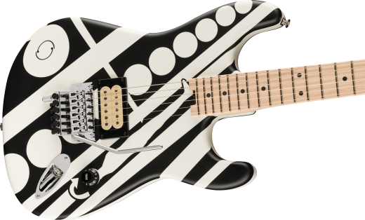 EVH Striped Series Circles, Maple Fingerboard With Gigbag - White