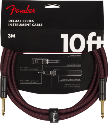 Fender - Limited Edition Deluxe Series Tweed Instrument Cable, Straight/Straight, 10 - Oxblood