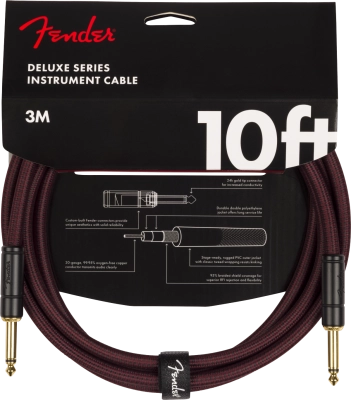 Fender - Limited Edition Deluxe Series Tweed Instrument Cable, Straight/Straight, 10 - Oxblood