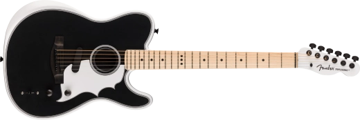 Fender - Jack White Triplesonic Acoustasonic Telecaster with Hardshell Case - Satin Arctic White with Black Top